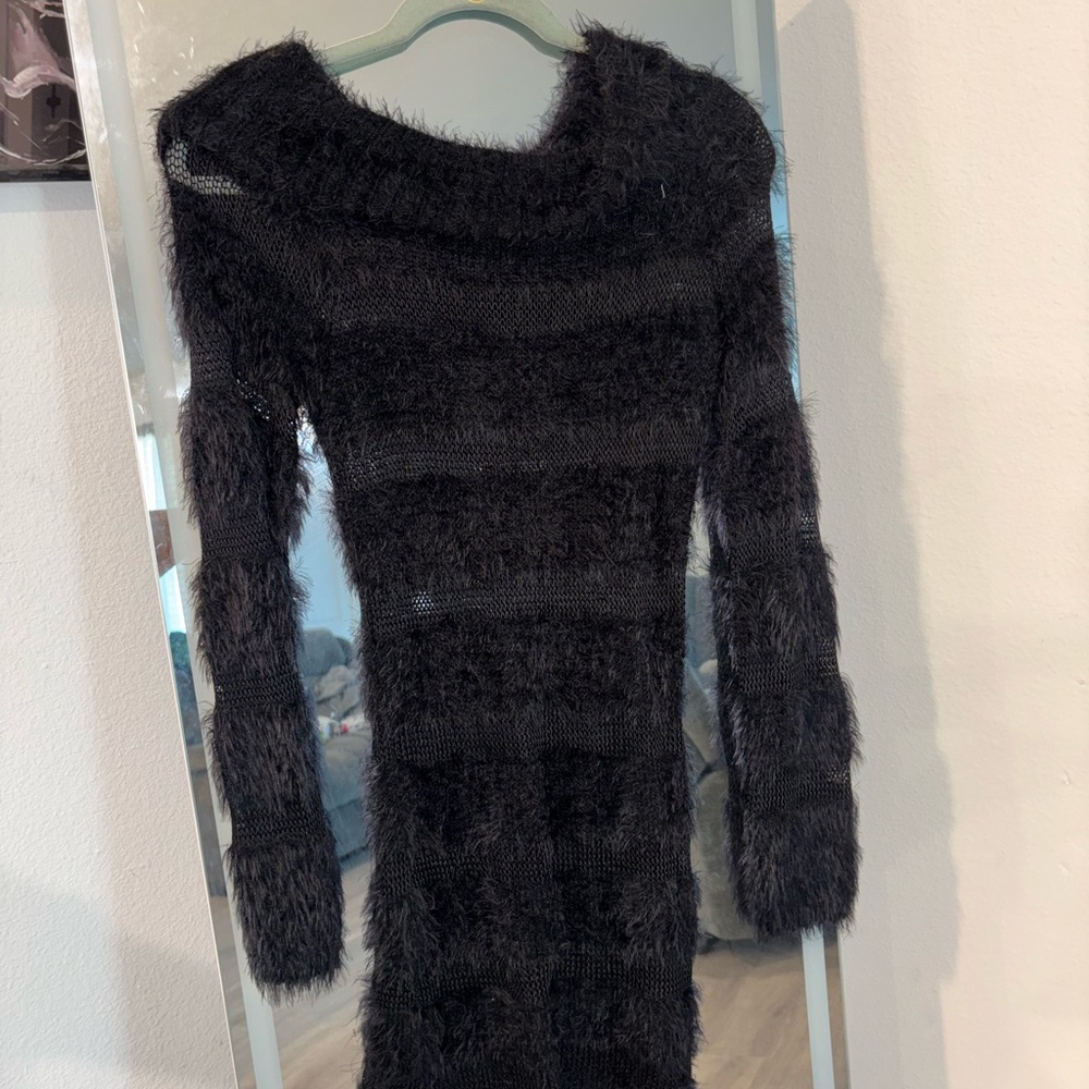 Black Off the shoulder Knit Dress